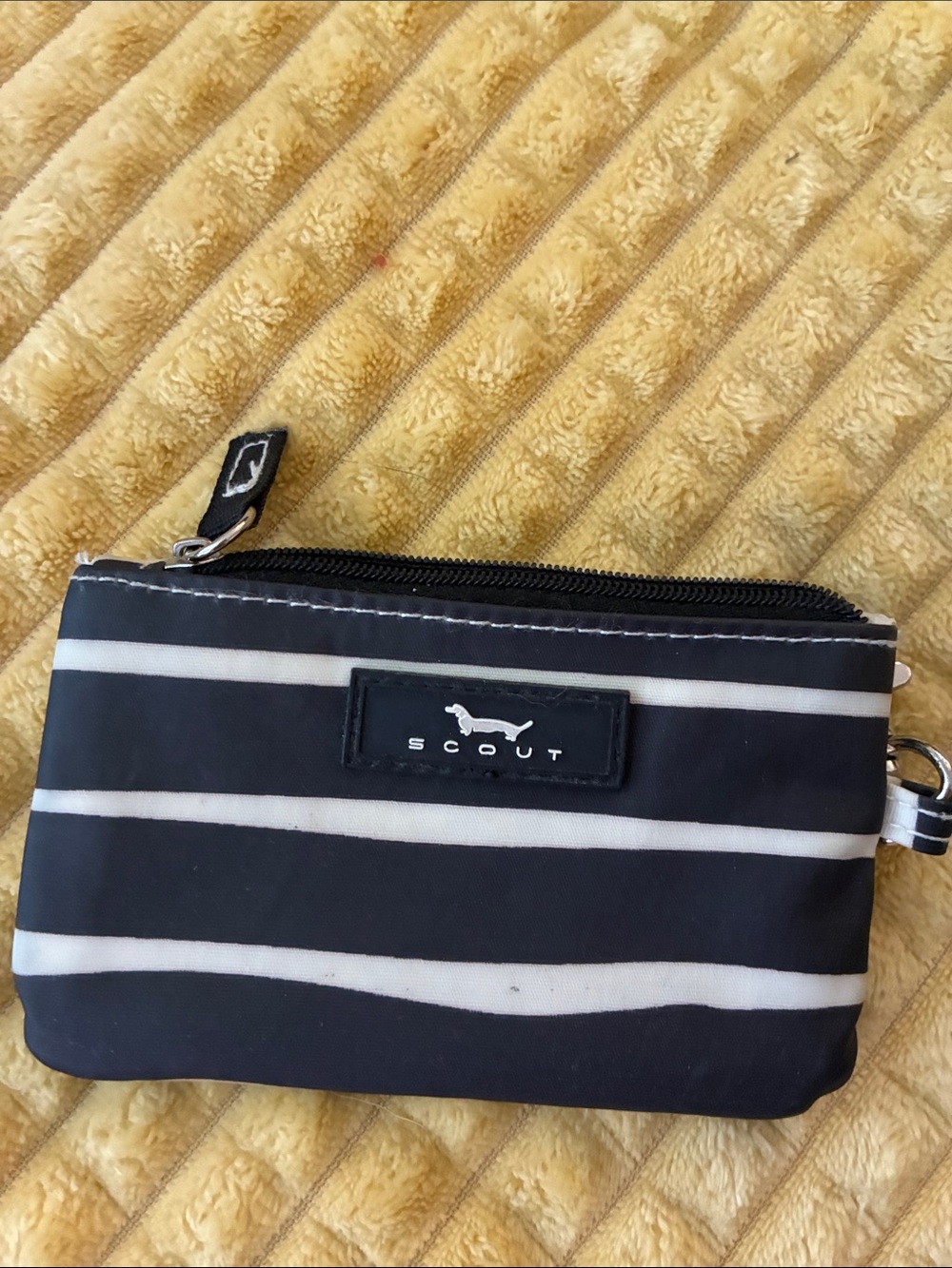 SCOUT Black and White Striped Men's Toiletry Coin Pouch